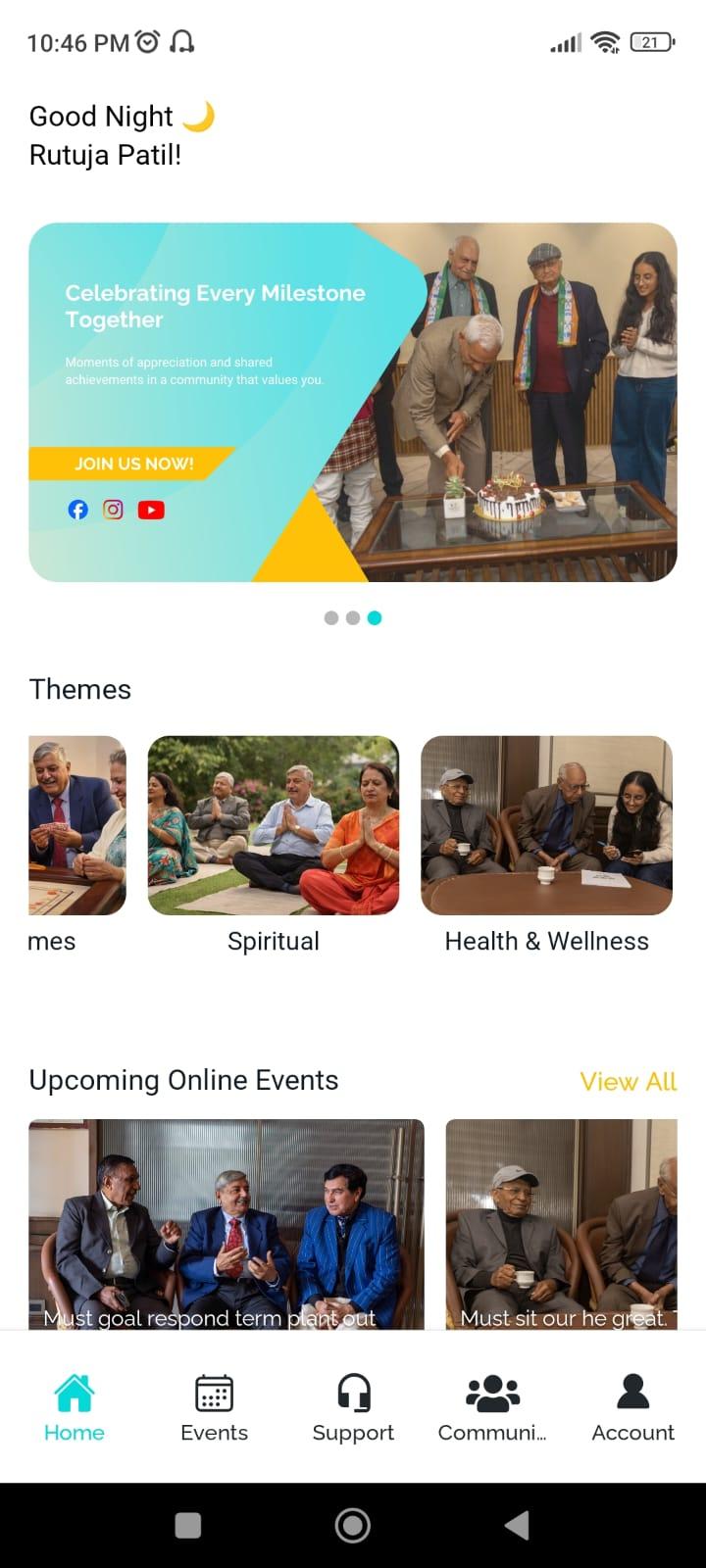Muskaan Forever App Events Screen