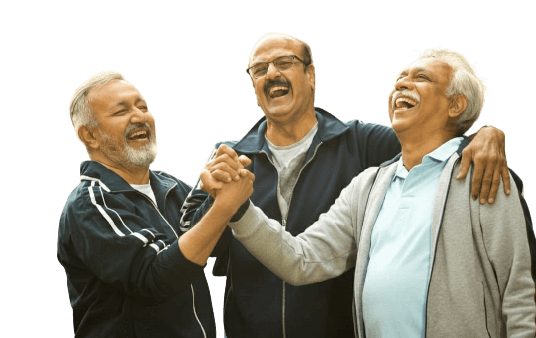 Happy senior woman with arms crossed, representing confidence and wellbeing